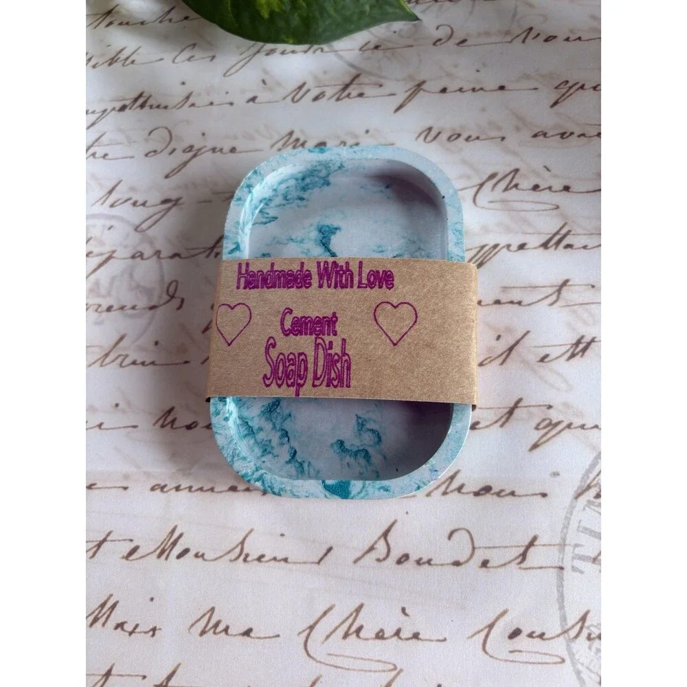 Handmade Soap Dish Cement Soap Holder Bathroom Kitchen Self Draining